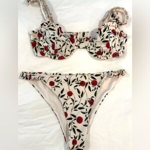 Agua by Agua Bendita Floral Bikini - Red and Cream
